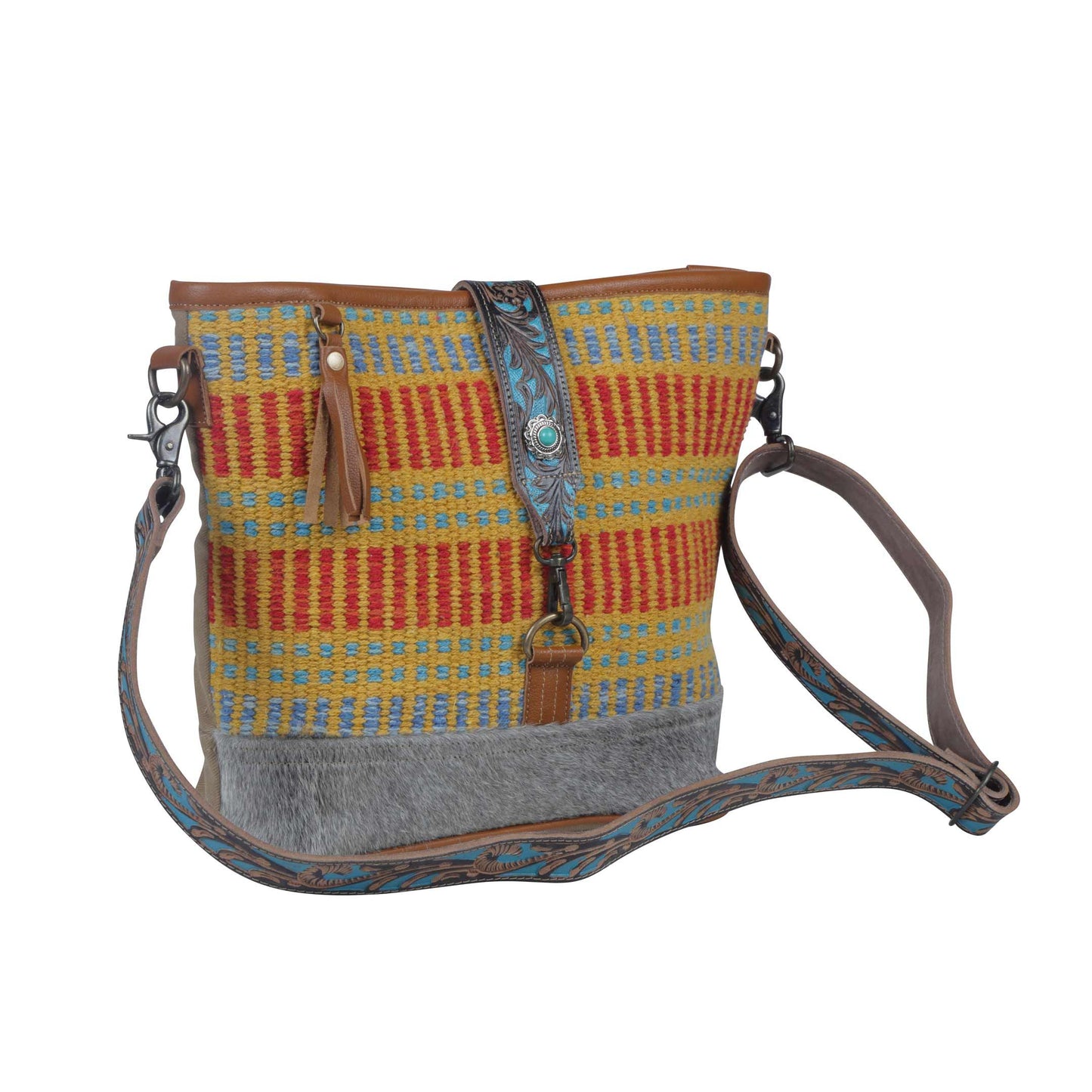 Vivid orange Hand-Tooled Bag 3784