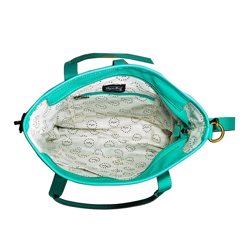 Pecos Pointe Canvas & Hairon Bag in Turquoise  8941