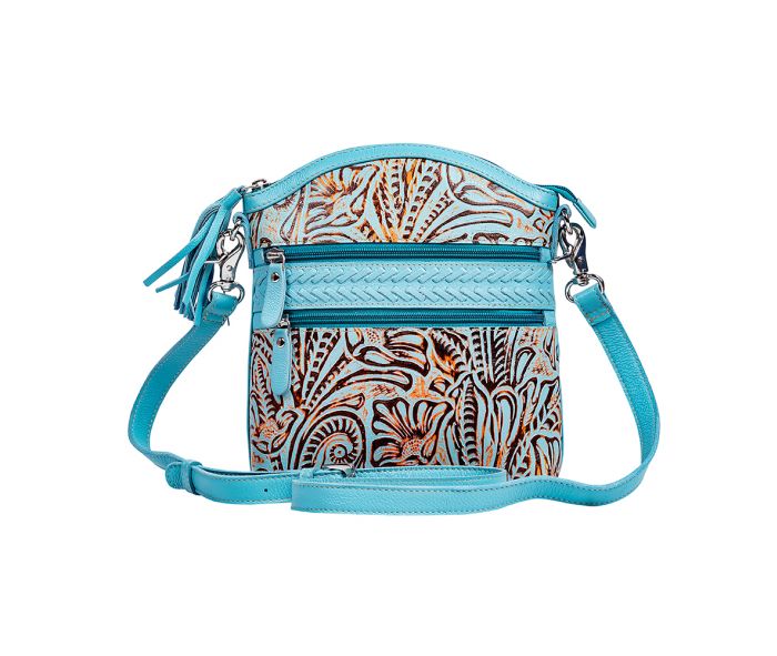 Clarendon Embossed Leather Bag in Blue 9416