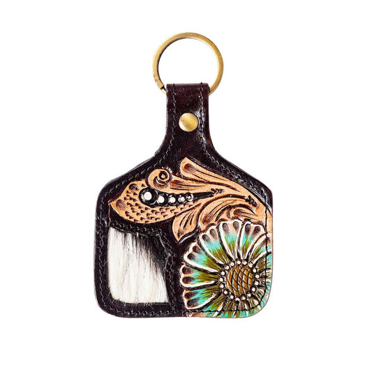 Wildflower Hand tooled Key Fob 9444